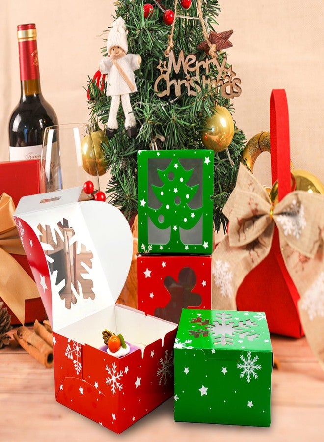KALEFO 48 Pcs Christmas Cookie Boxes with Clear Window Bakery Gift Boxes for Holiday Cookies Cupcakes Treats Food Cardboard Pastry Container Xmas Party Favors Winter Supplies - Image 4